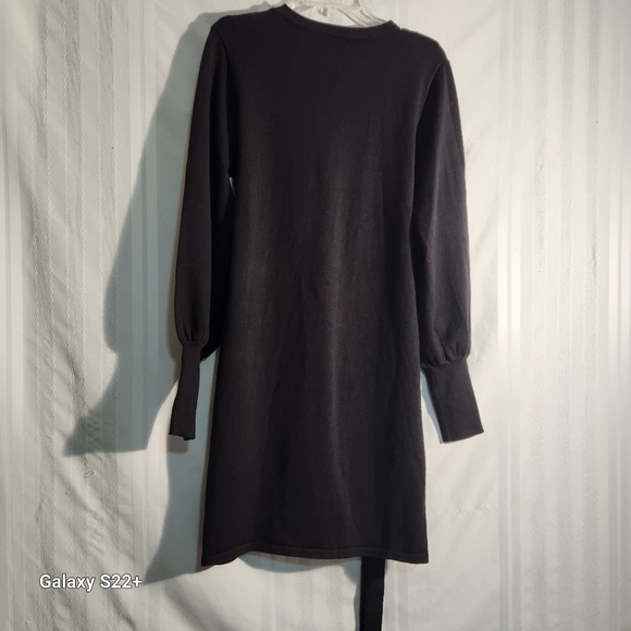 ZCSIA STYLE DESIGN BLACK WRAP LONGSLEEVE SWEATER DRESS SIZE LARGE - Picture 4 of 12